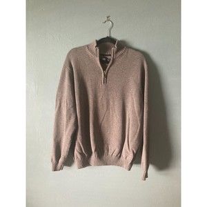 GH Bass & Co men's gray cotton 1/4 zip ribbed cotton sweater size x-large